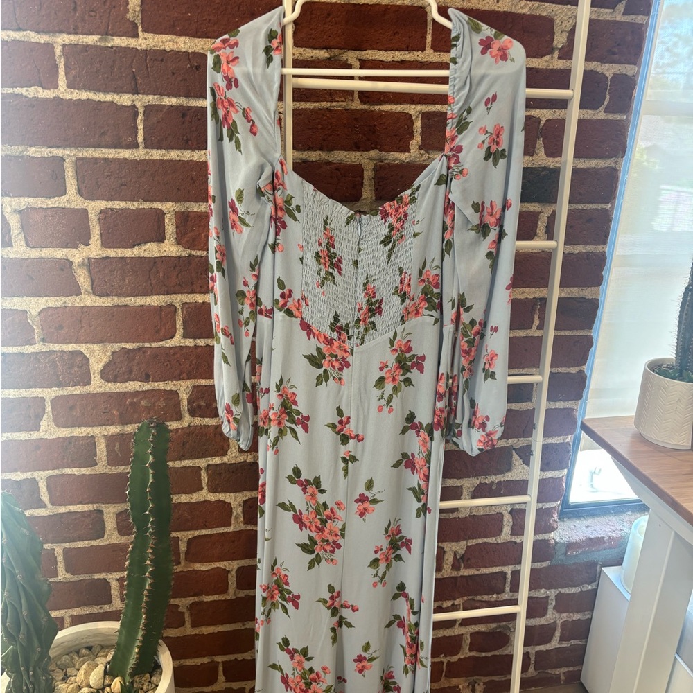 Reformation Shelby Floral Midi Dress in Giulia (Blue) 10 - Picture 9 of 9